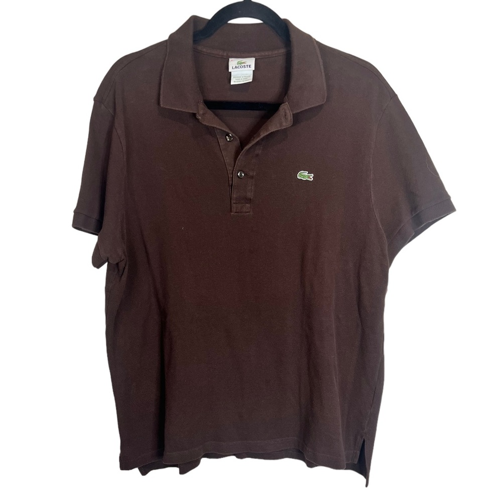 Lacoste Polo Shir t Mens 6 Large Brown Short Sleeve Alligator Crocodile Logo